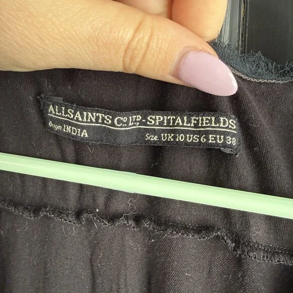 AllSaints - Black Ruffle Shift Dress- Size US 6 UK 10 - Picture 7 of 10